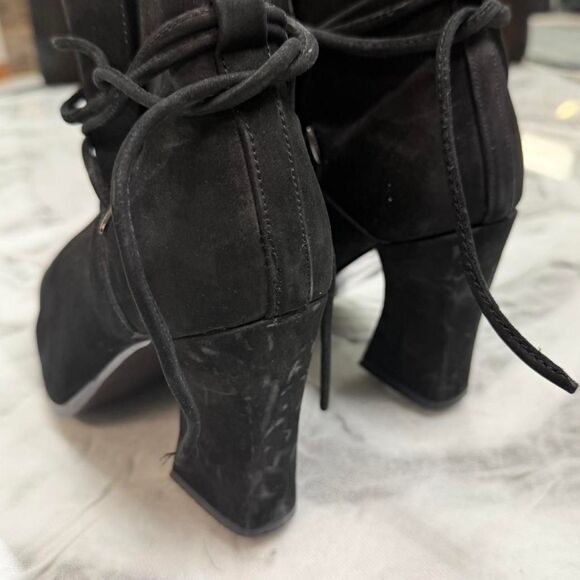 Black Suede Ankle Boot Heels - Picture 4 of 4